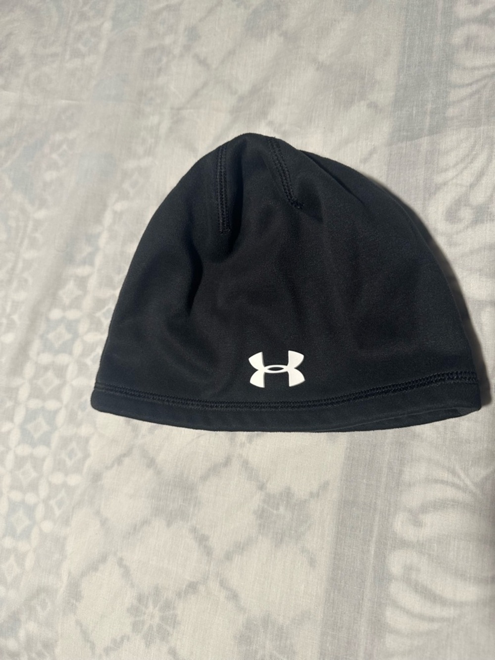 Under Armour Black Beanie with White Logo Patch